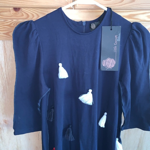 Little Cocoon NWT navy blue tassel modest dress size 12 - Picture 2 of 3